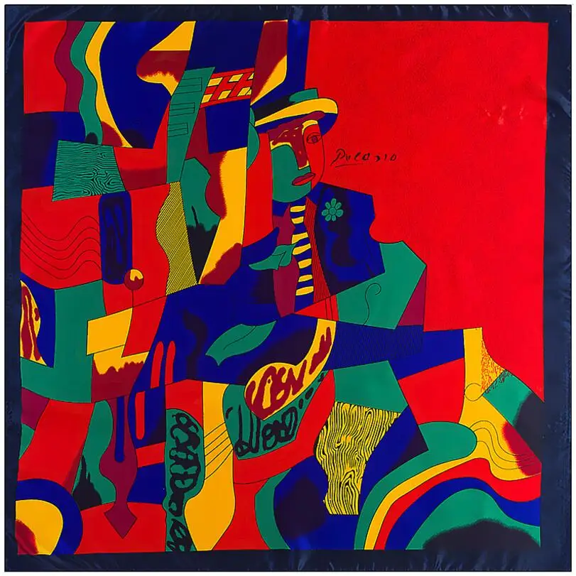 Женский шелковый шарф платок Пикассо с рисунком маслом квадратная бандана