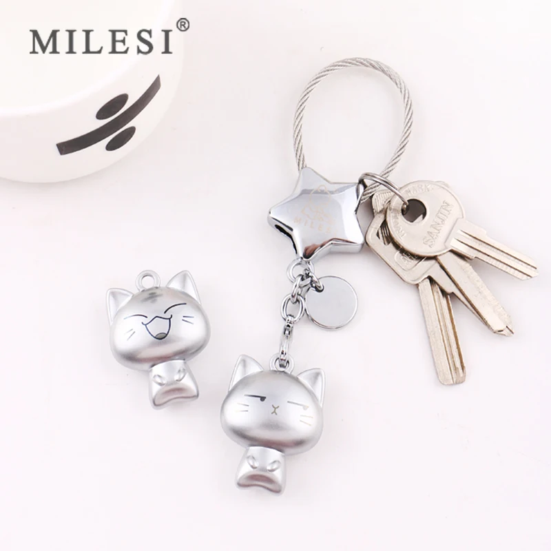 Женский брелок на цепочке Milesi с котом из серебра модный кулонами для ключей милый