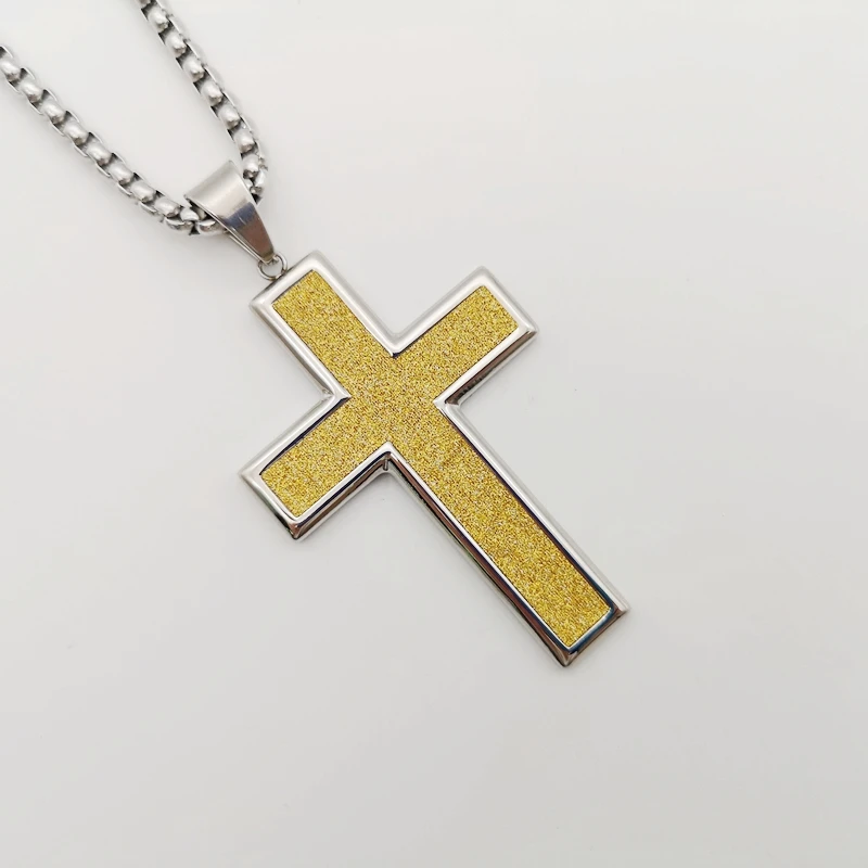 Ожерелье с крестиком из нержавеющей стали 2 тона простой дизайн крест