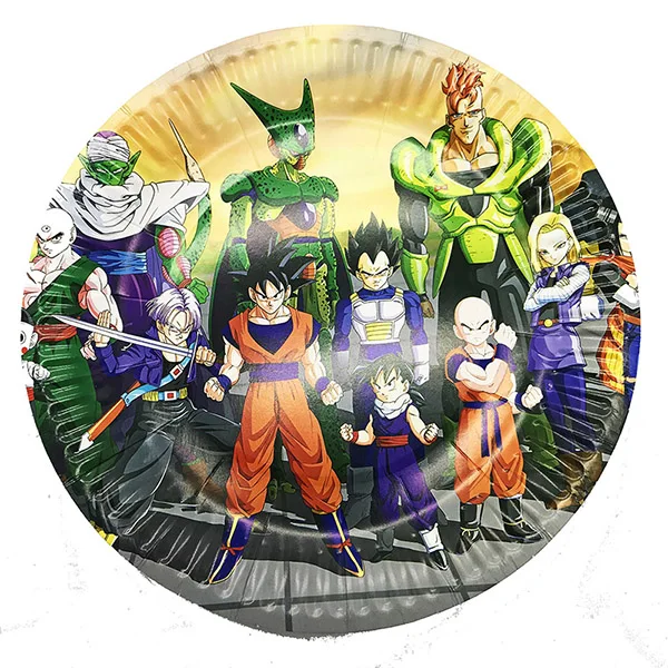 Dragon Ball тема вечерние украшения детский душ вечерние поставки Dragon Ball тема бумажные тарелки и стаканы салфетки баннеры - Цвет: 10pcs 7inches plates