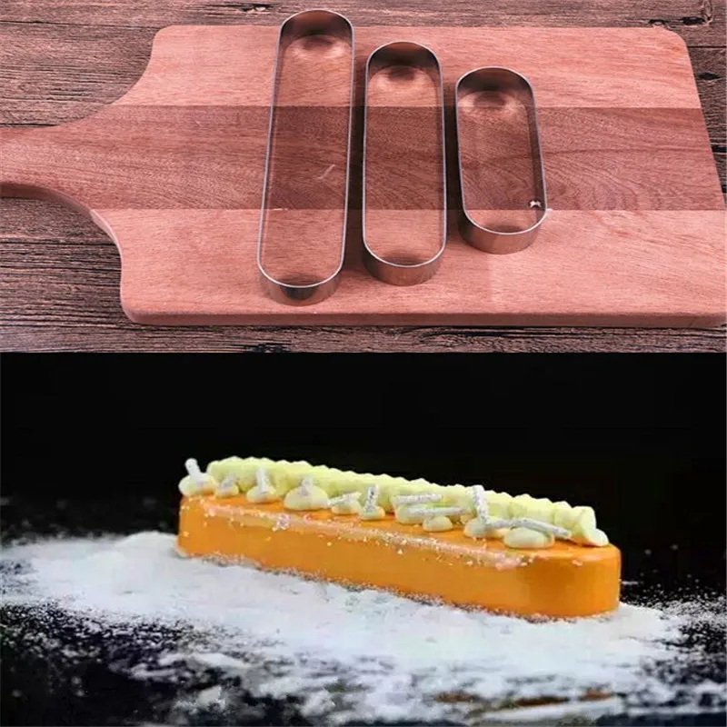 Овальная длинная маленькая тарелка-мусс из нержавеющей стали для