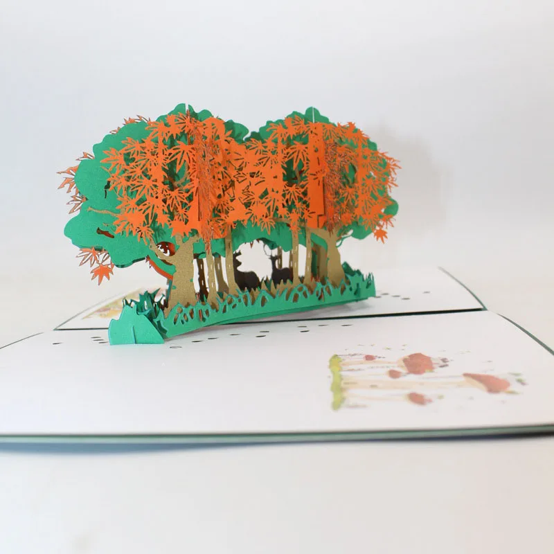 3D открытки ручной работы с веселым рождественским лесом счастливый олень