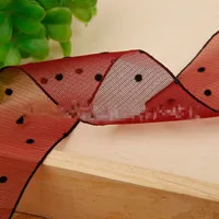 10 ярдов бархат точка снег пряжа с аксессуарами для волос diy Материал Упаковка соломенная шляпа одежда Подарочная коробка Цвет Край печатная лента - Цвет: Бургундия