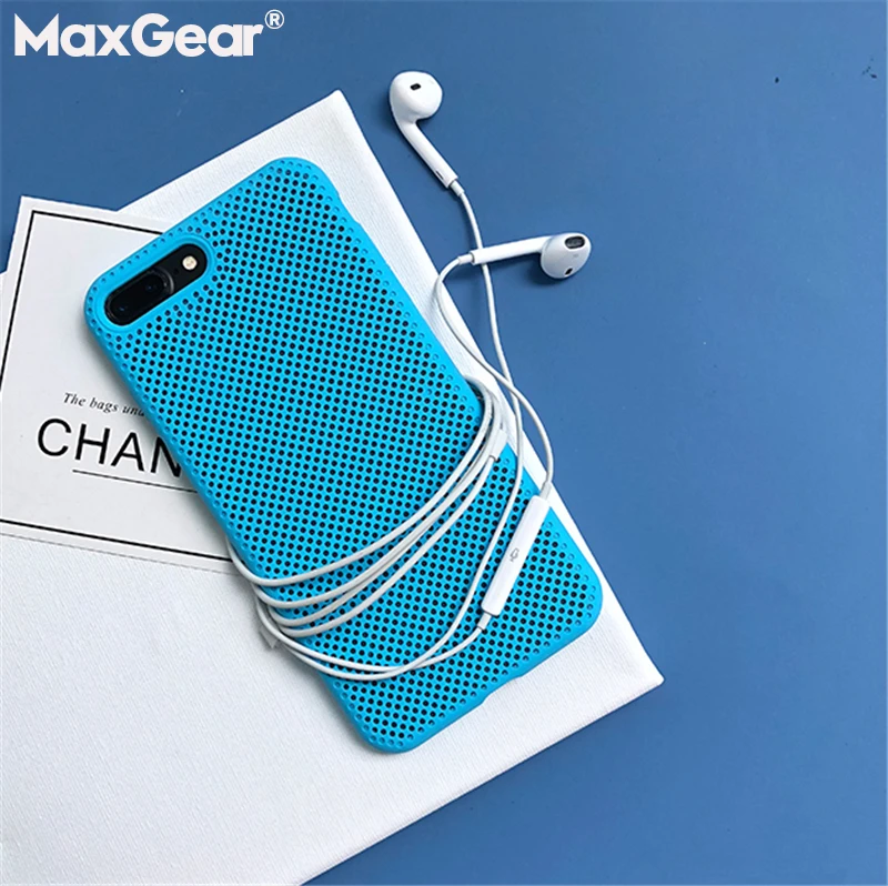 Яркие цвета силиконовые чехлы для телефонов iPhone 6 6S 7 8 Plus X сетчатый теплоотвод