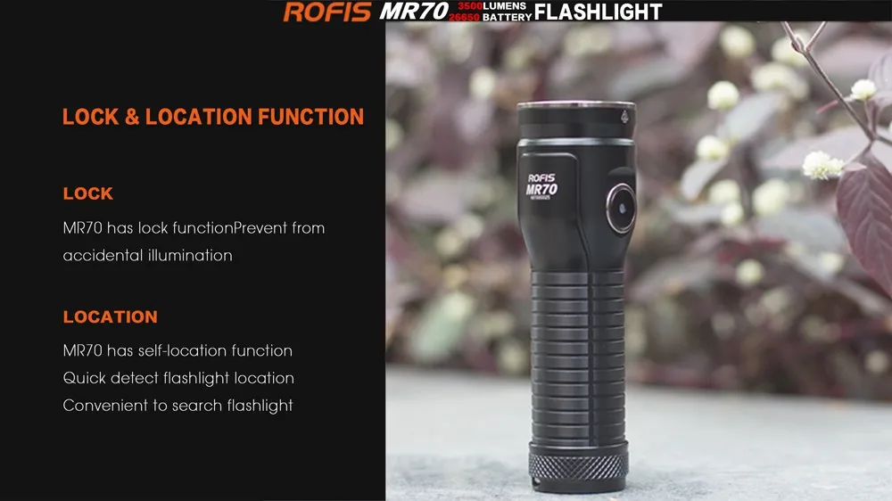 ROFIS MR70 светодиодный светильник-вспышка CREE XHP 70,2 CW нейтральный белый 3500 люменов светильник-вспышка с USB перезаряжаемым аккумулятором 26650