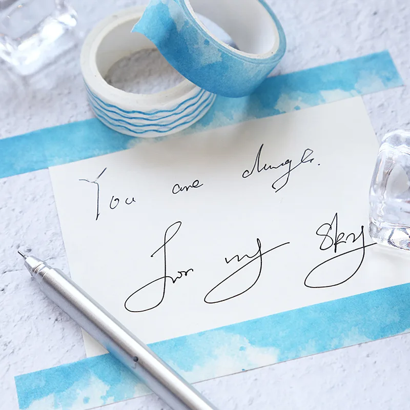 Набор декоративного скотча Васи синего цвета 8 шт. винтажное украшение небо