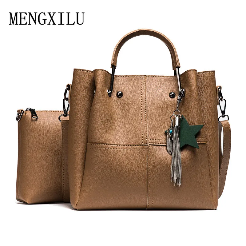 Женские сумки из 2 предметов женская сумка-тоут с кисточками однотонные на плечо