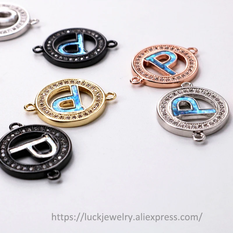 5 шт./лот удачи Jewel эмаль 26 Алфавит Буква P Micro Pave чешские камни для DIY изготовления