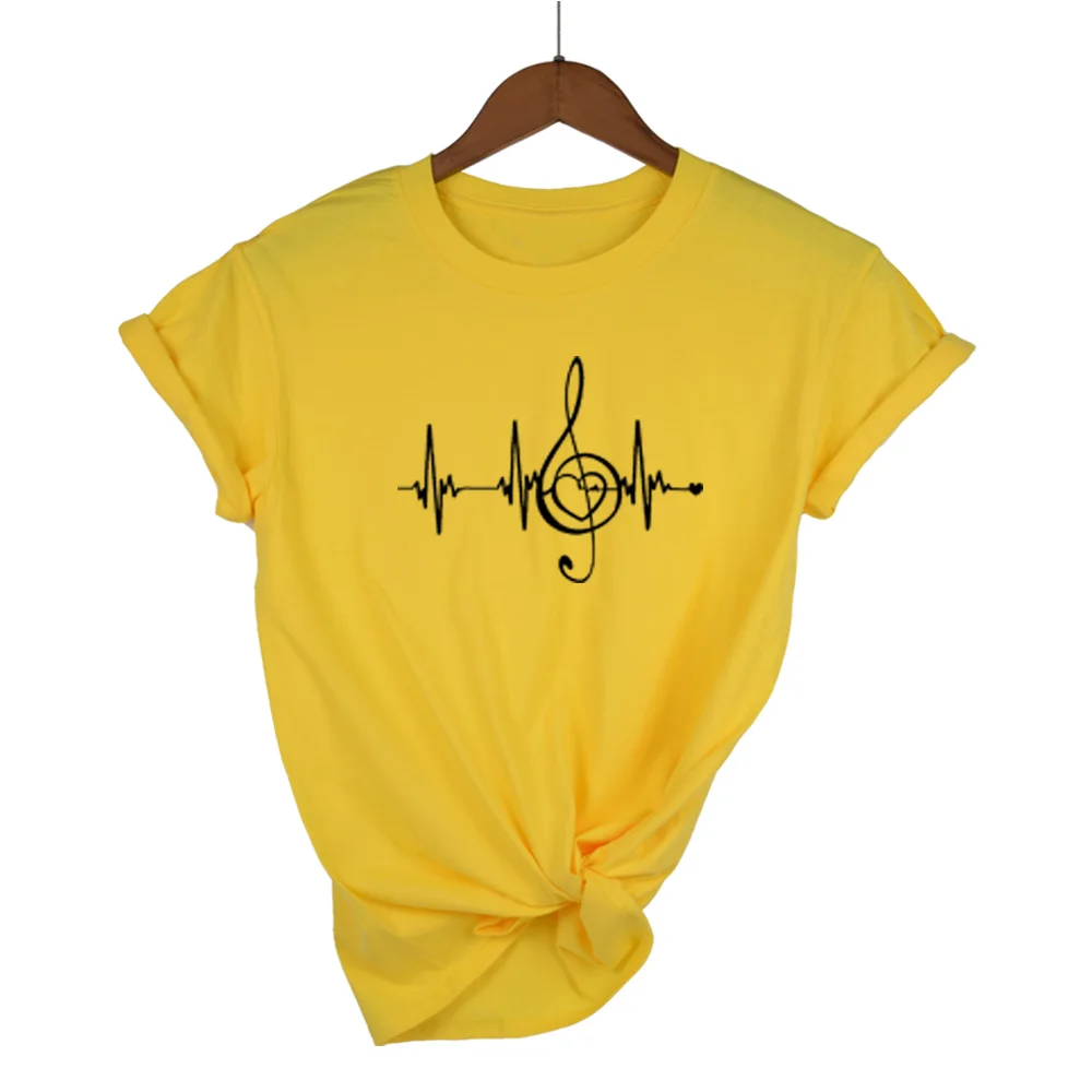 Yellow-B Новинка, Харадзюку, женские футболки с принтом сердца, повседневные Летние футболки с коротким рукавом, женские топы размера плюс - Цвет: Yellow-B