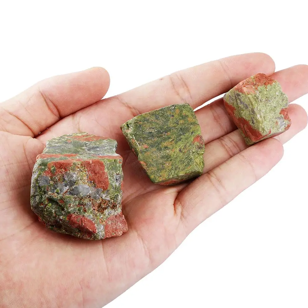 

TUMBEELLUW 1lb (460g) Natural Rough Unakite Gem stone,Loose Irregular Shaped Raw Stones for Cabbing,Tumbling,Cutting,Lapidary