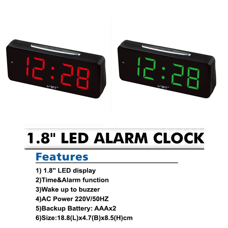 Электронные настольные часы с большими цифрами цифровые светодиодные будильник