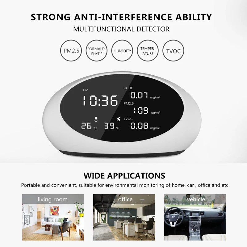 TINTON LIFE цифровой детектор качества воздуха PM2.5 Газоанализаторы и HCHO и TVOC тестер метр монитор тестер с перезаряжаемой батареей