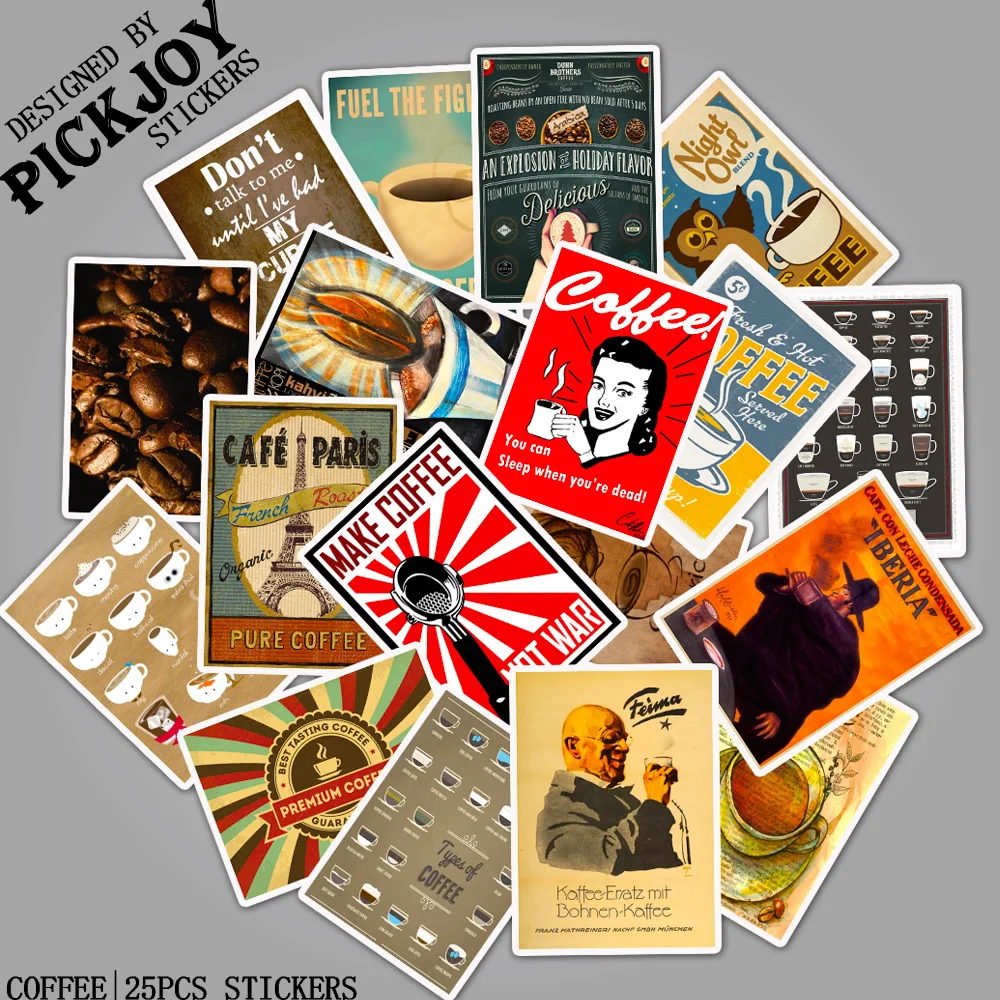 P020(25Pcs) 25 шт./упак. Кофе и чашка наклейки для бара Чемодан скейтборд для мобильных устройств на детская игрушка, наклейки на ногти - Цвет: P020(25Pcs)