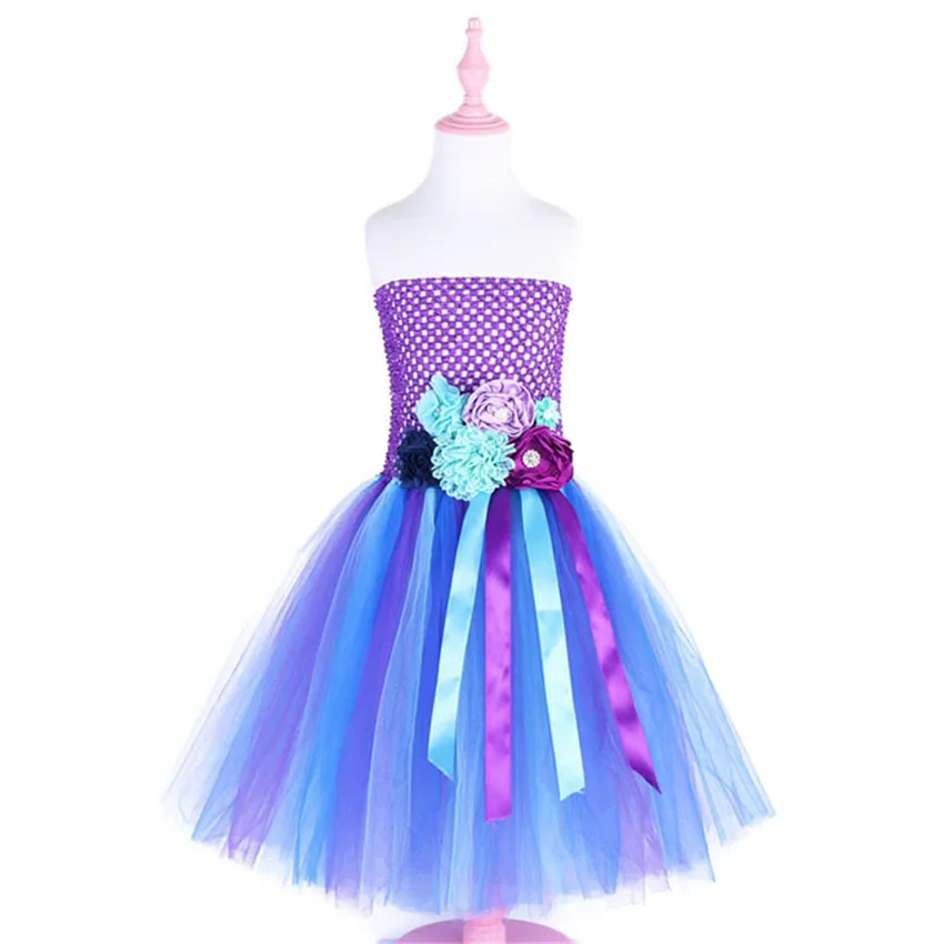 ZJHT Baby Girls Cosplay Tutu Fancy Dress Children Princess Wedding Festival Party Kids Flower Rainbow Sleeveless Dresses MY105 | Детская