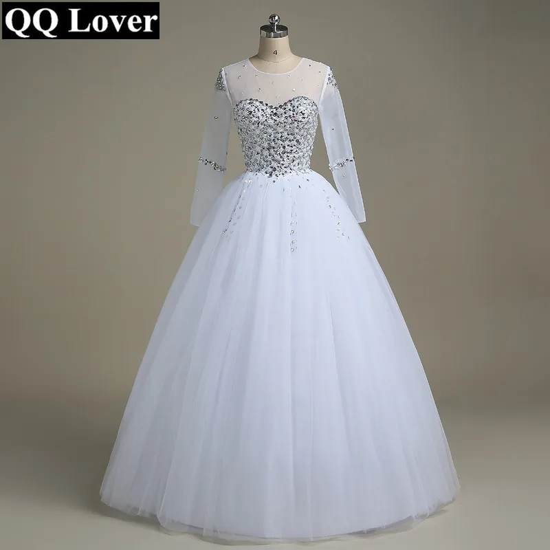 Свадебное платье QQ Lover 2019 с прозрачными рукавами свадебное Новое длинным рукавом