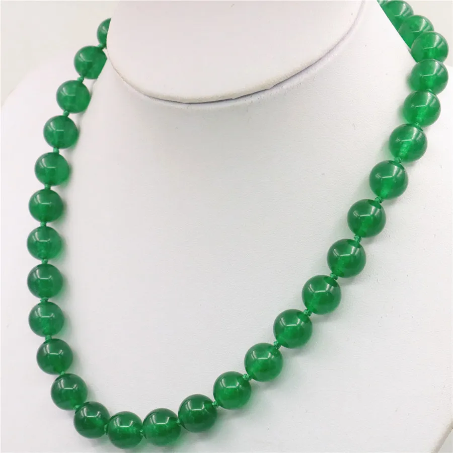 Free Deliver Goods Wholesale Green Chalcedony 12mm Beads Necklace Natural Stone Hand Made Ornaments Mother's Day Gifts 18&quot |