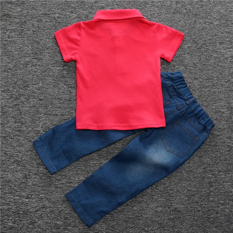 Комплекты одежды для маленьких мальчиков Лето 2017 Красная футболка поло с