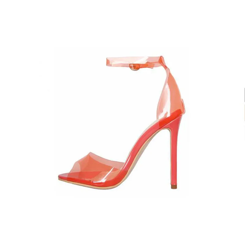 Новое поступление Женские сандалии из прозрачного ПВХ на шпильках с ремешком