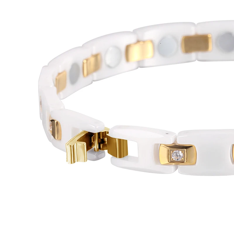 RainSo золото platef для женщин Jewelry Магнитный Керамика браслет с здоровья элементы Магнитный best подарок для ORB-116WG