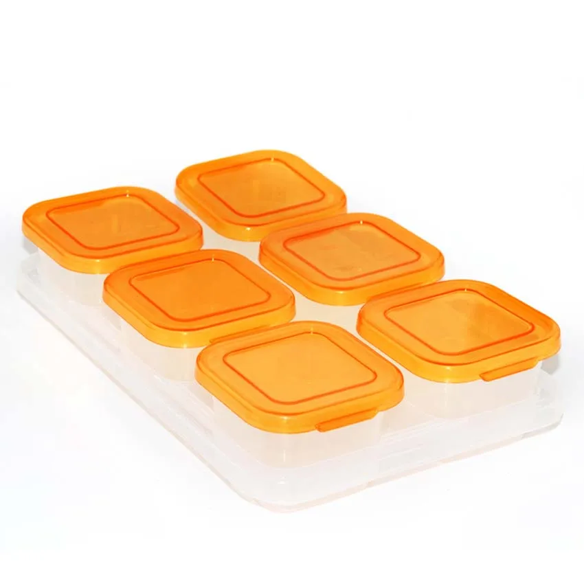 6 Grid Orange New Контейнеры для детского питания контейнер для закусок Дети Малыш молоко порошок формула диспенсер BPA бесплатные блоки контейнеры для морозилки контейнеры 6 шт 120 мл - Цвет: 6 Grid Orange New