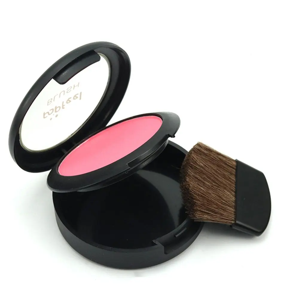 Макияж Мода 3 в 1 румяна пудра Кисть Зеркало Лицо Косметика набор 6 цветов щетка