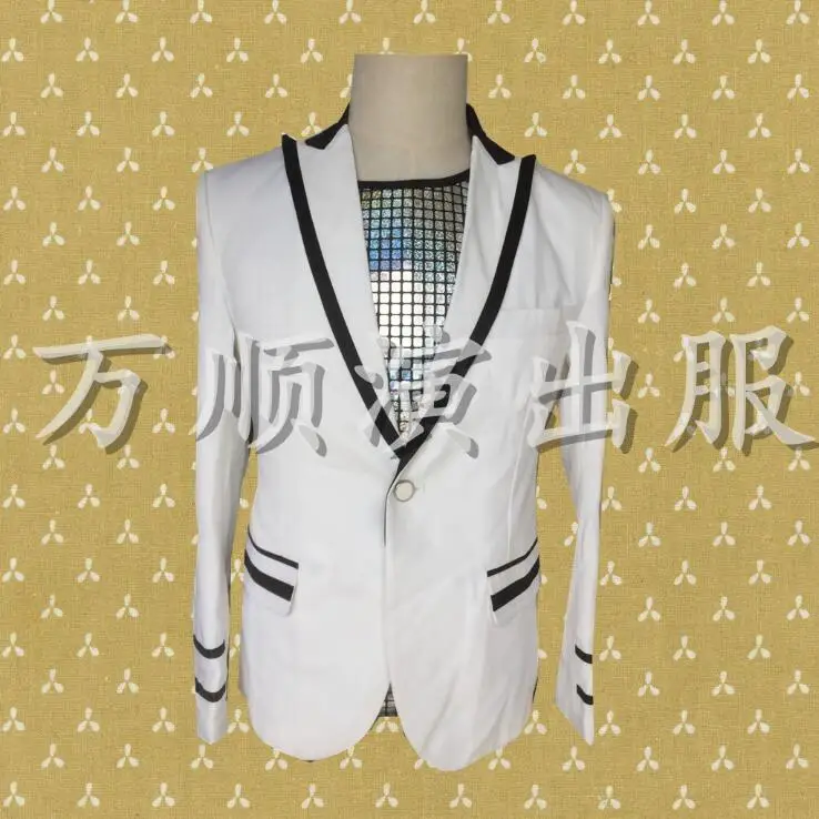 White clothes men suits designs masculino homme terno stage costumes singers jacket men blazer dance star style dress