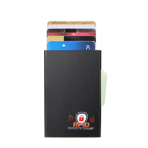 BISI GORO алюминиевый футляр для карт задний карман Умный кошелек RFID Блокировка тонкий металлический кошелек автоматический кредитный Кошелек для монет, карт - Цвет: Black Block ZW01