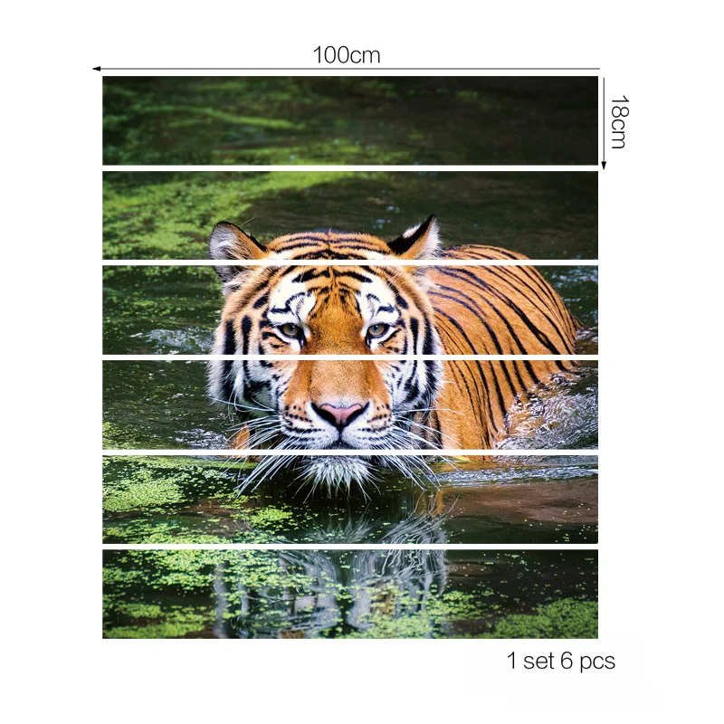 6 шт./компл. творческий DIY 3D наклейки на лестницу с рисунком Тигр для умного дома