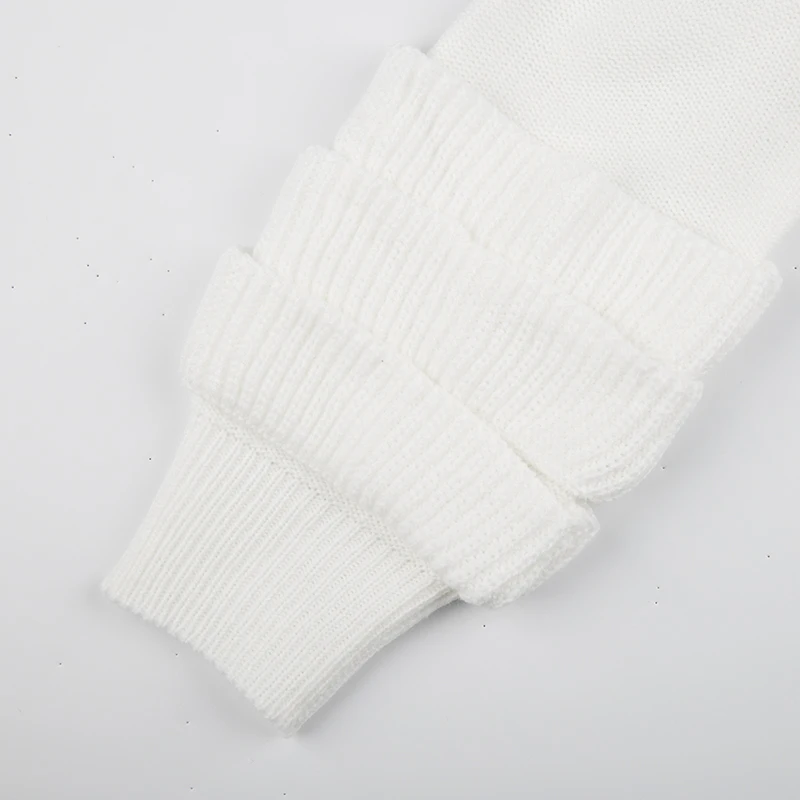 HDY Haoduoyi Мода белый вязаный Пуловеры для женщин Для с длинным рукавом o-образным