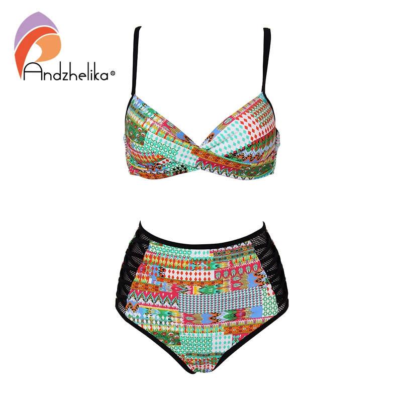 Andzhelika bikini женский купальник бикини с высокой талией AK18118