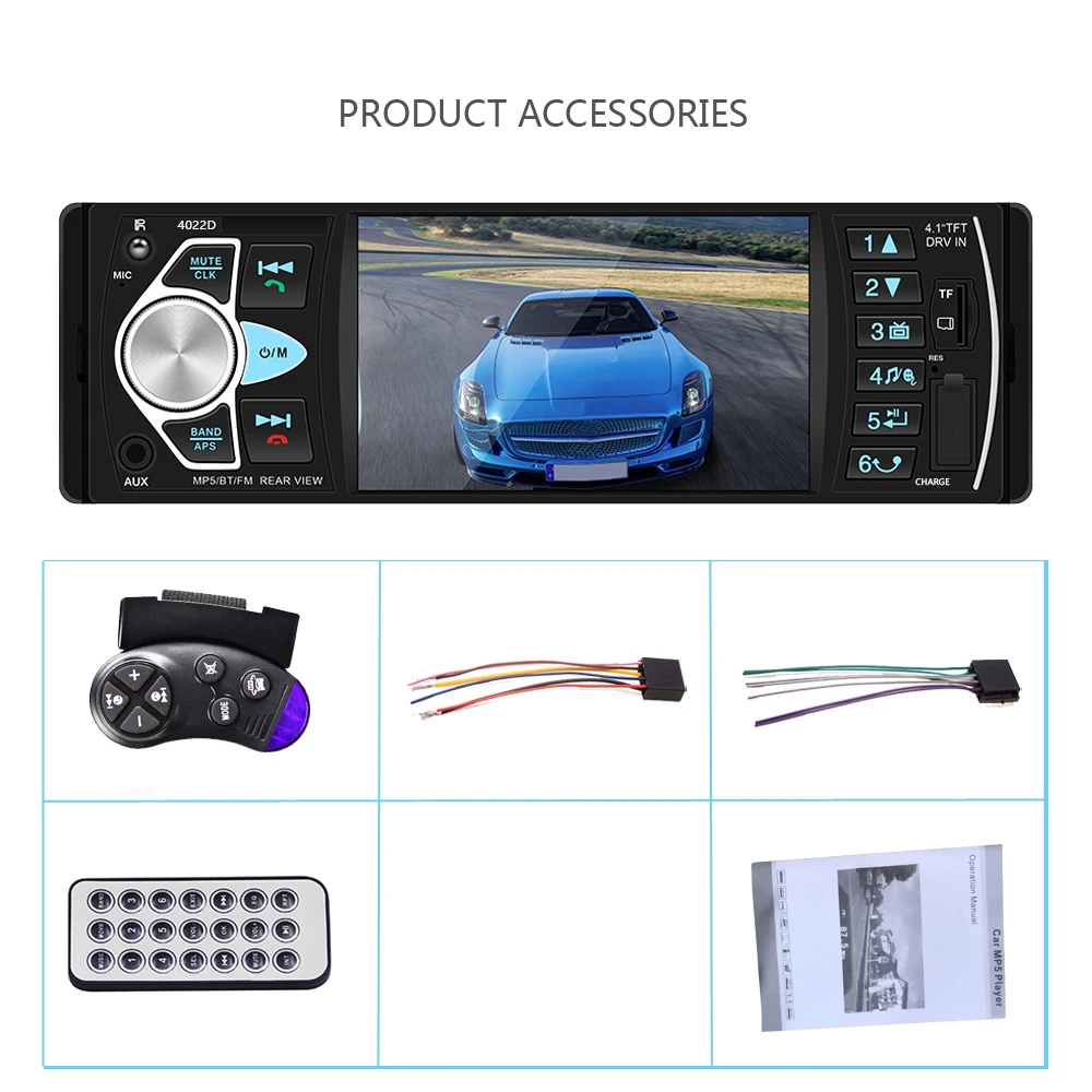 Hikity 4022D 4,1 дюймов 1 Din автомагнитола Авто аудио стерео Автомагнитола bluetooth Поддержка камеры заднего вида USB рулевое колесо дистанционного управления