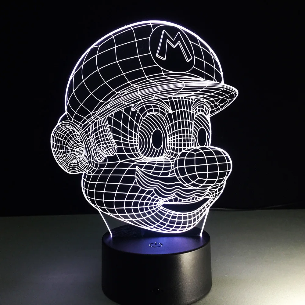 С изображением персонажа мультфильма Супер Марио Lampara светодиодный 3D ночной