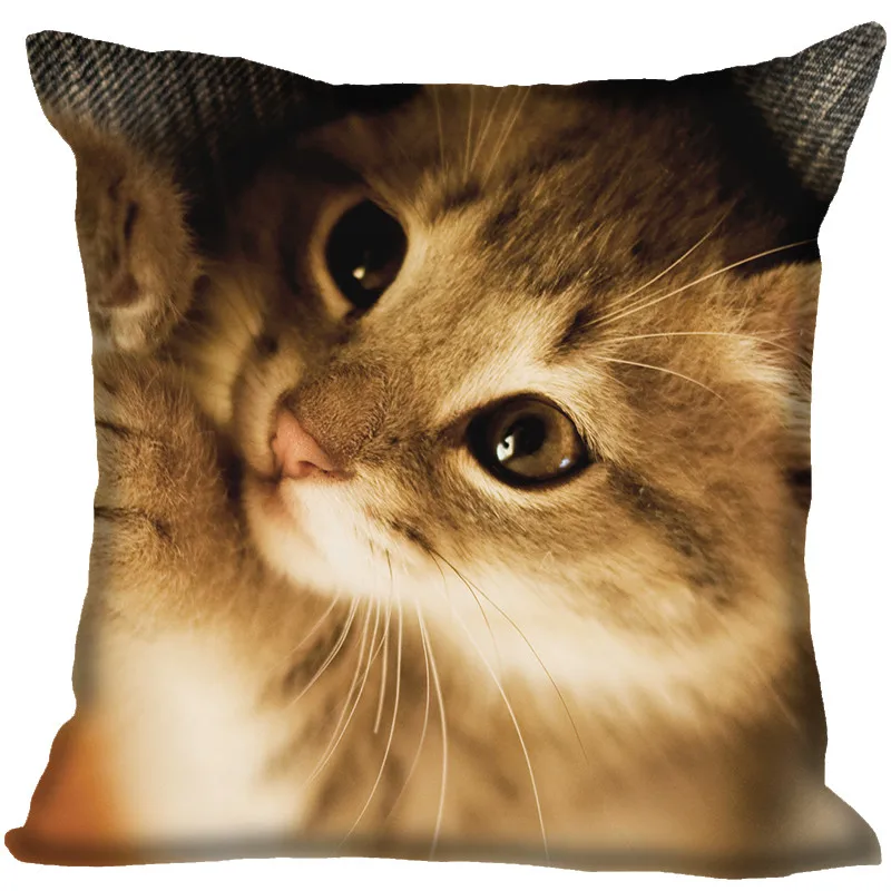 Шелковая наволочка с кошкой на заказ двусторонняя печать подарок для дома