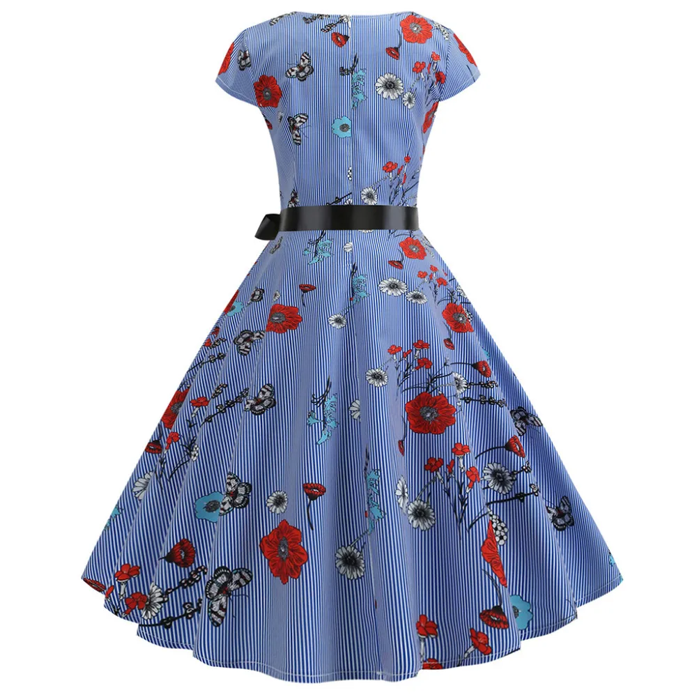 В винтажном стиле С принтом элегантные вечерние платья для женщин 50s 60 Ретро с