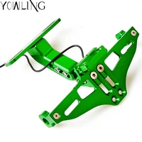 motorcycle accessories cnc rear license plate mount holder with led light for kawasaki er 5 er6n gpz500sex500r ninja zx6r zx7r