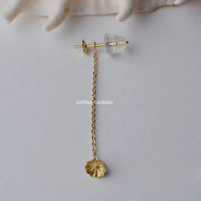 Серьги-гвоздики из настоящего твердого желтого золота 18 карат с силиконовой