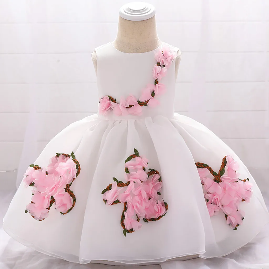 Платье для маленьких девочек платье новорожденных с цветами одежда вечерние