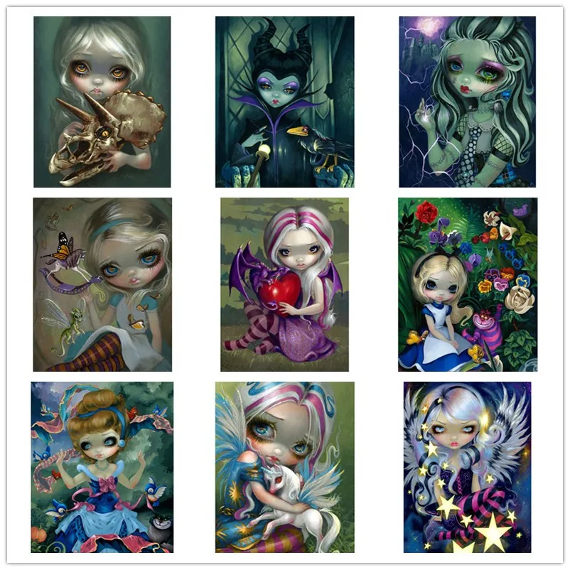 

Kexinzu Full Square/Round 5D DIY 3D Diamond Embroidery Cartoon Girl Princess Diamond Painting Kit Cross Stitch Mosaic Decor Gift