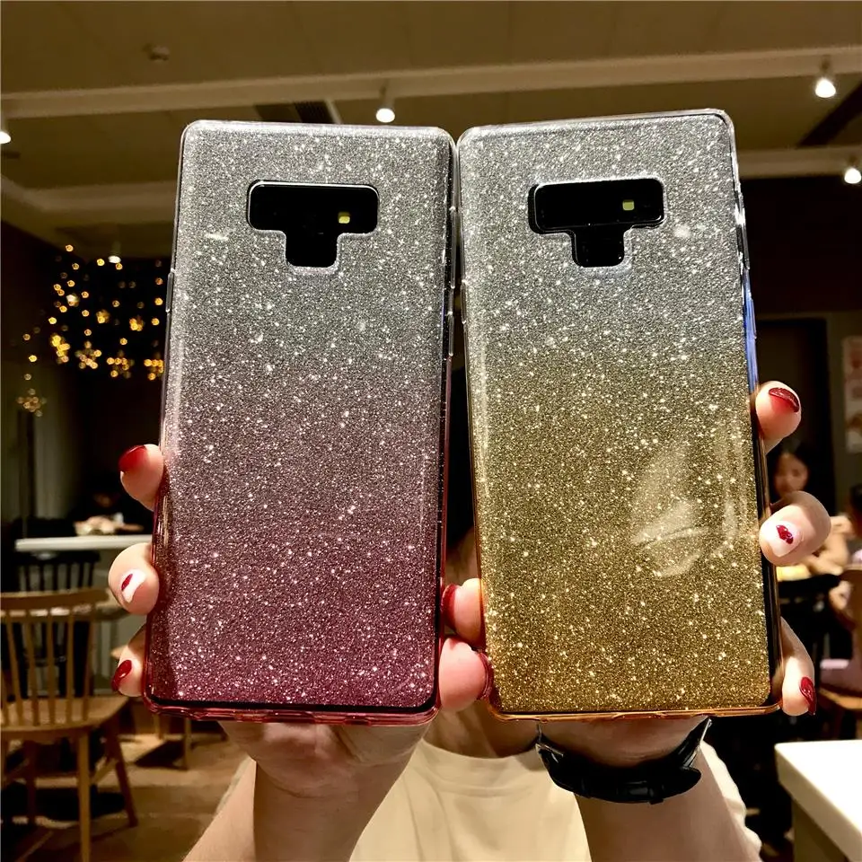 Блестящий градиентный чехол с текстурой для Samsung Galaxy Note 9 8 блестящий из ТПУ S10 S10E J2