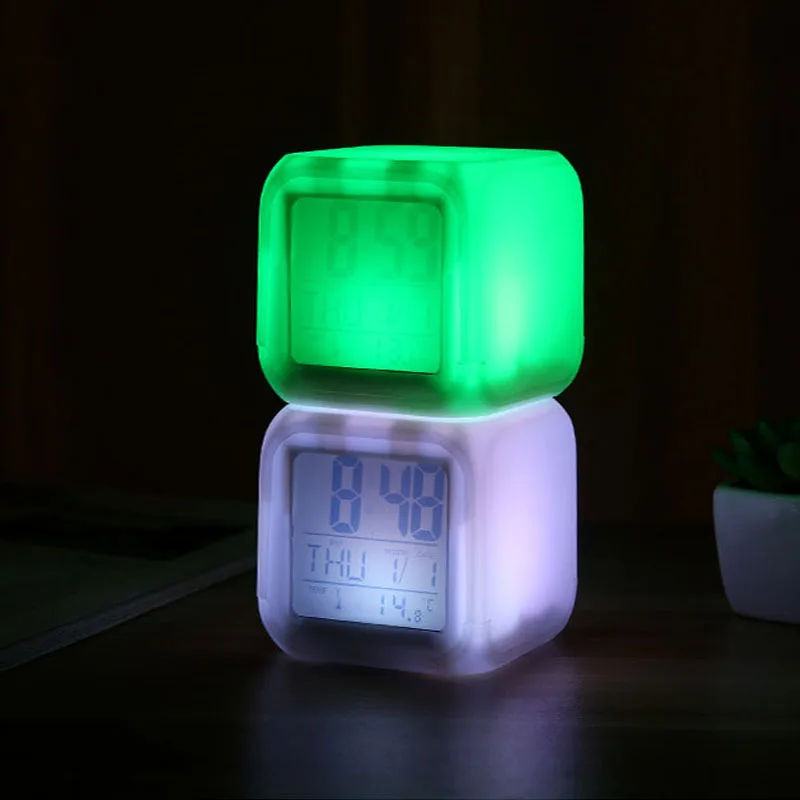 Креативный цветной Будильник многофункциональный с календарем ленивый тихий