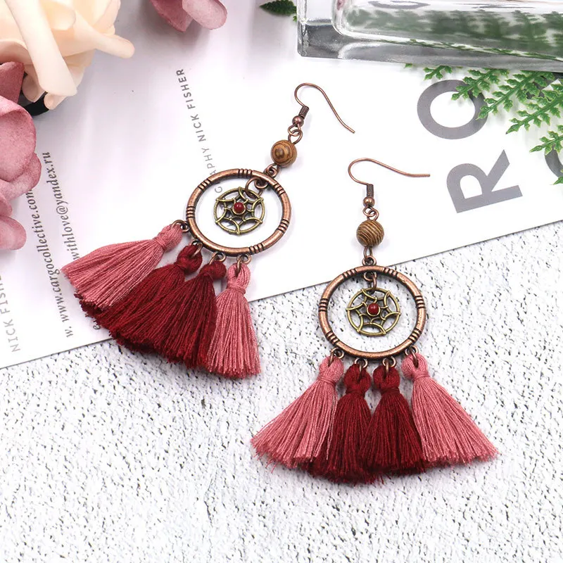 YYW Boho кисточкой серьги для женщин ювелирные изделия Винтаж богемный ручной