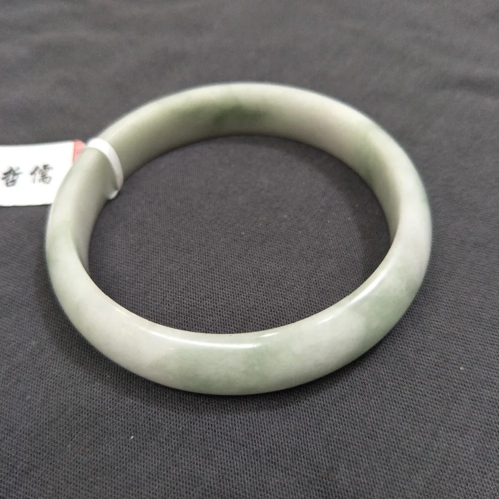 

Send A certificate natural Myanmar Jadeite bracelets carved light green pretty blue 54-61mm elegant women's jewelry gifts