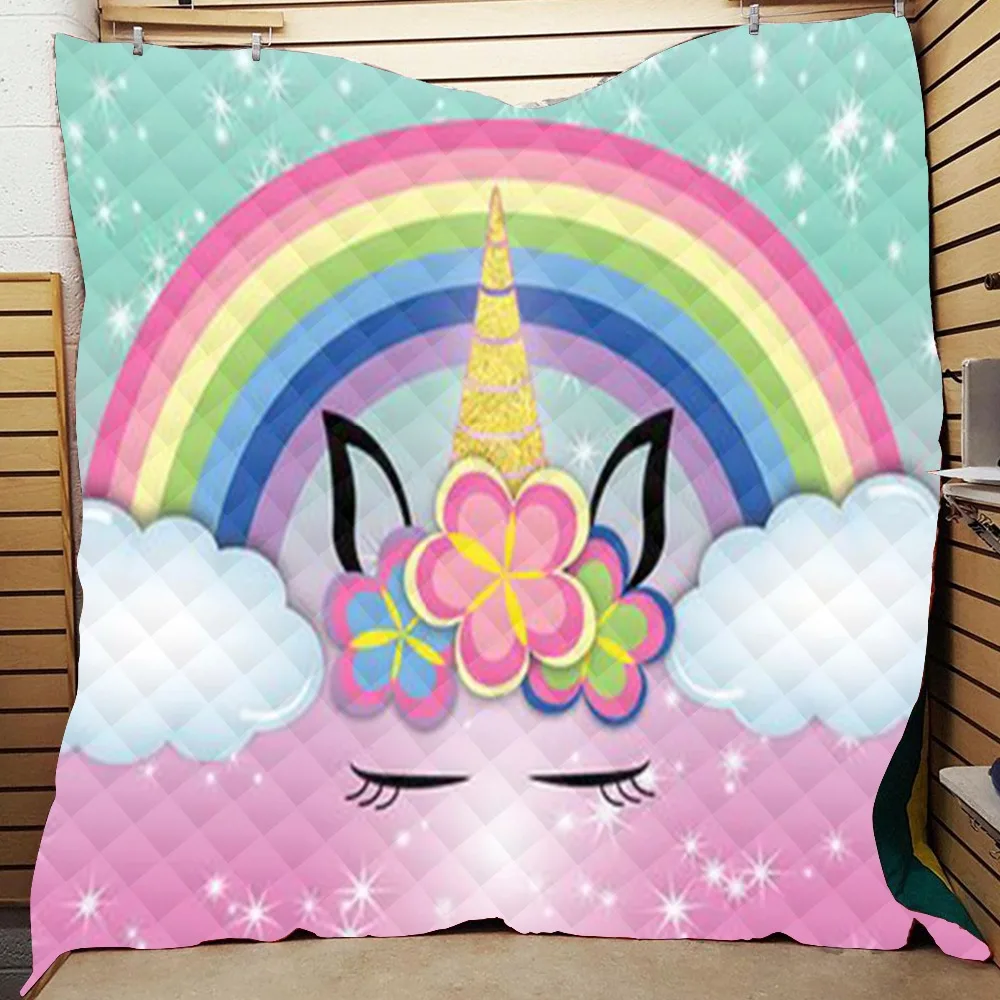 Летнее одеяло 3D с милым единорогом для детей искусственное мягкое теплое тонкое