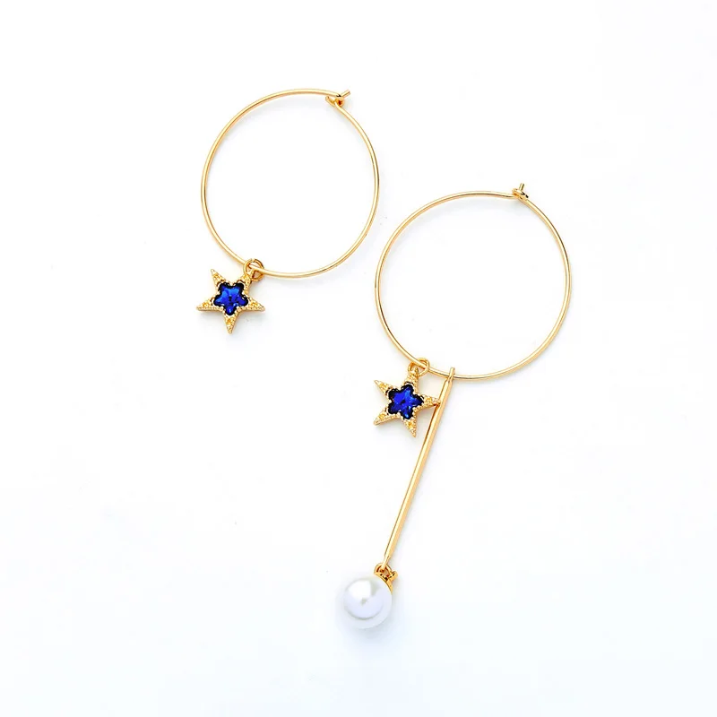 Женские медные серьги-кольца KISS ME золотого цвета со звездами модные аксессуары |