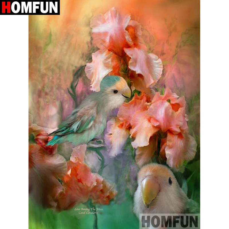 Алмазная живопись HOMFUN A16141 птица и цветок вышивка крестиком из квадратных/круглых