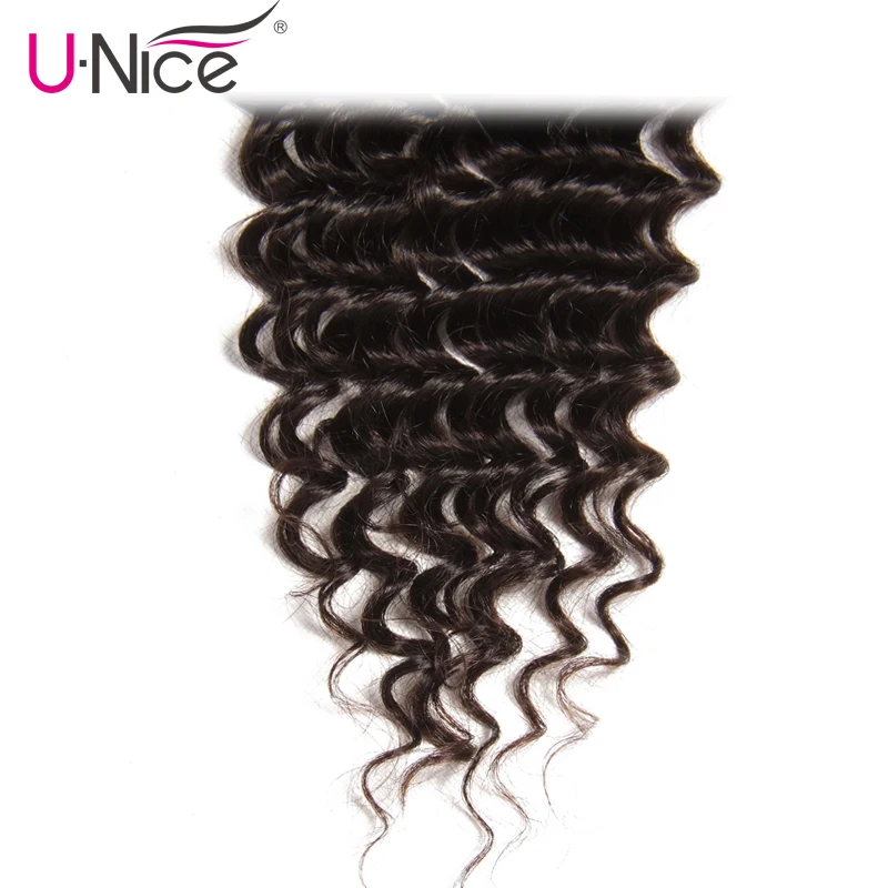 Волосы Unice перуанские глубокая волна Кружева Закрытие 1 шт свободная часть Remy