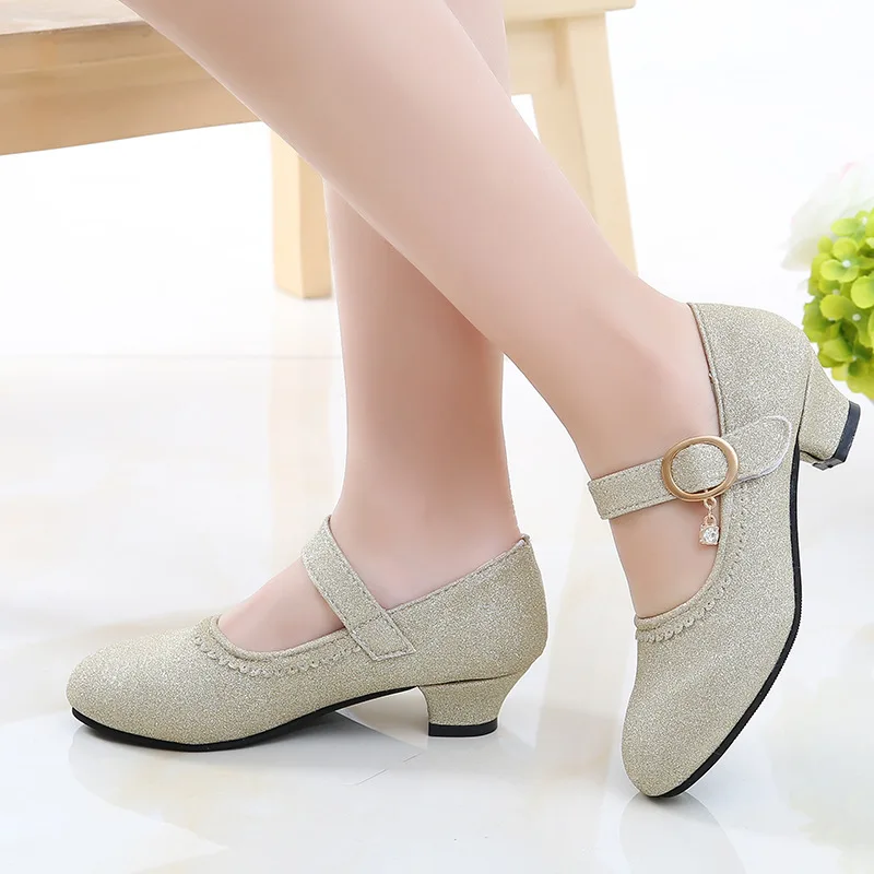 Обувь для девочек Шикарные свадебные туфли больших Вечерние на каблуках