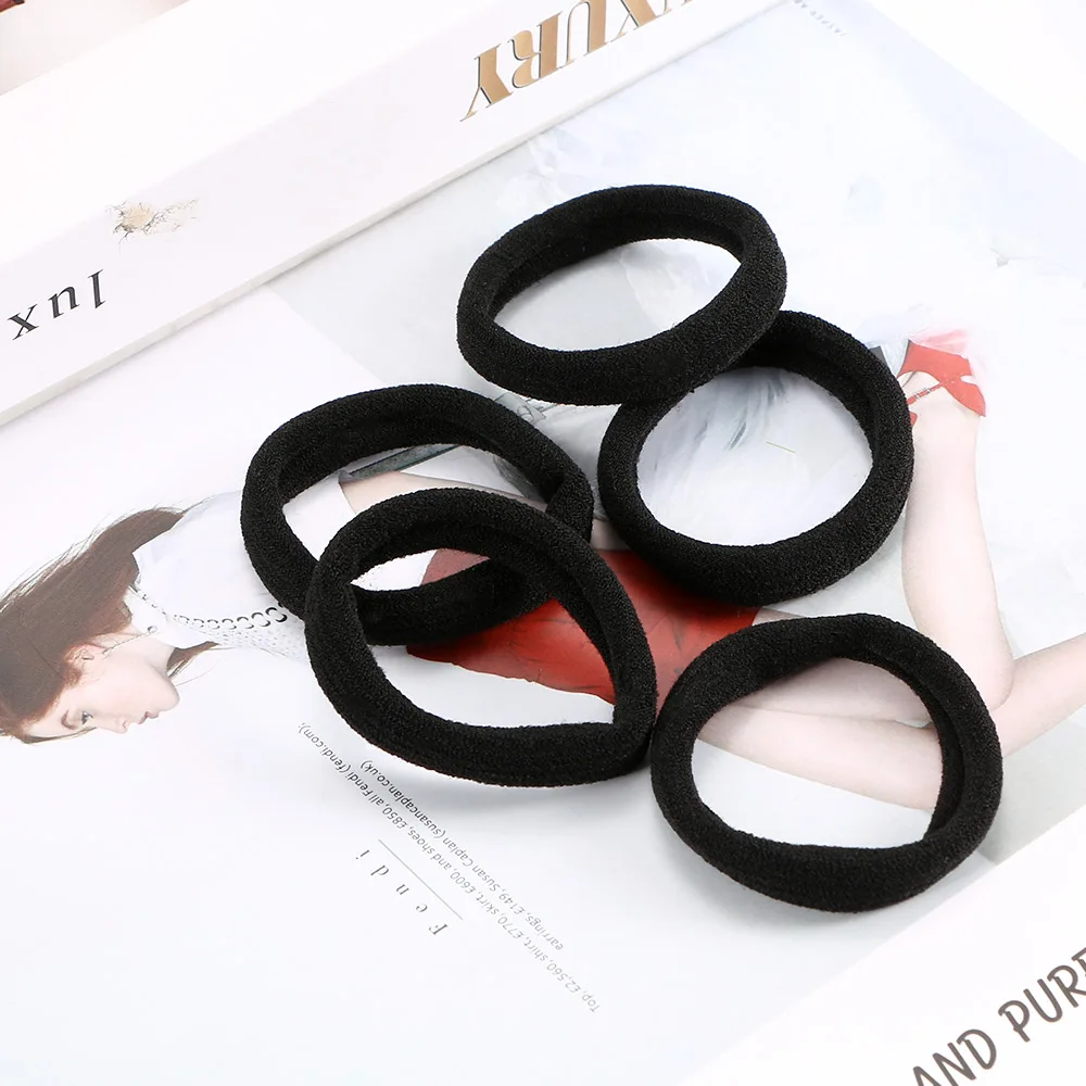 10 шт. черные эластичные бесшовные резинки для волос в простом стиле фиксации