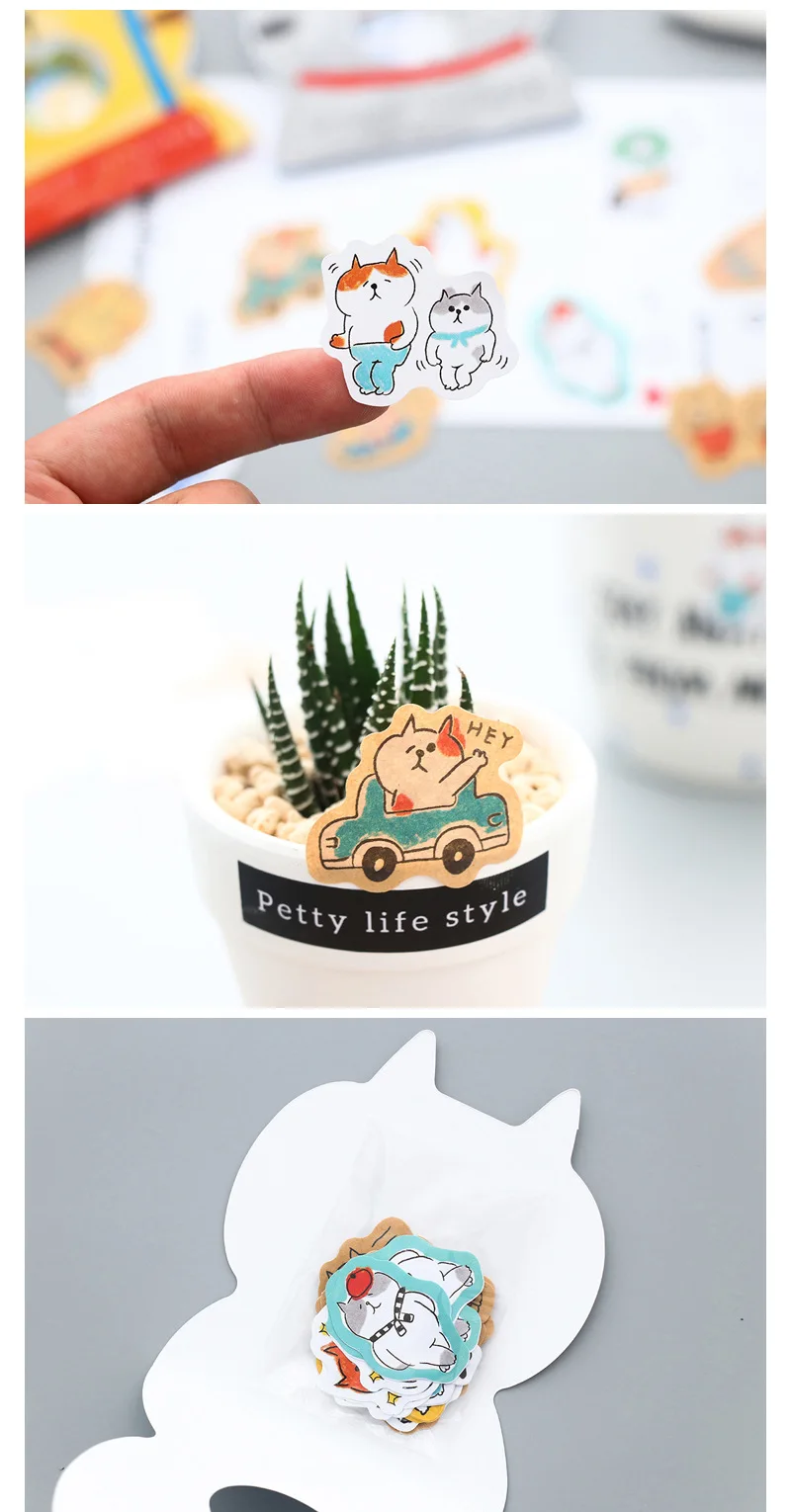 Креативные персонажи из мультфильмов Kawaii животные кошка декоративные ПВХ наклейки Скрапбукинг палочка этикетка канцелярские наклейки для дневника, альбома