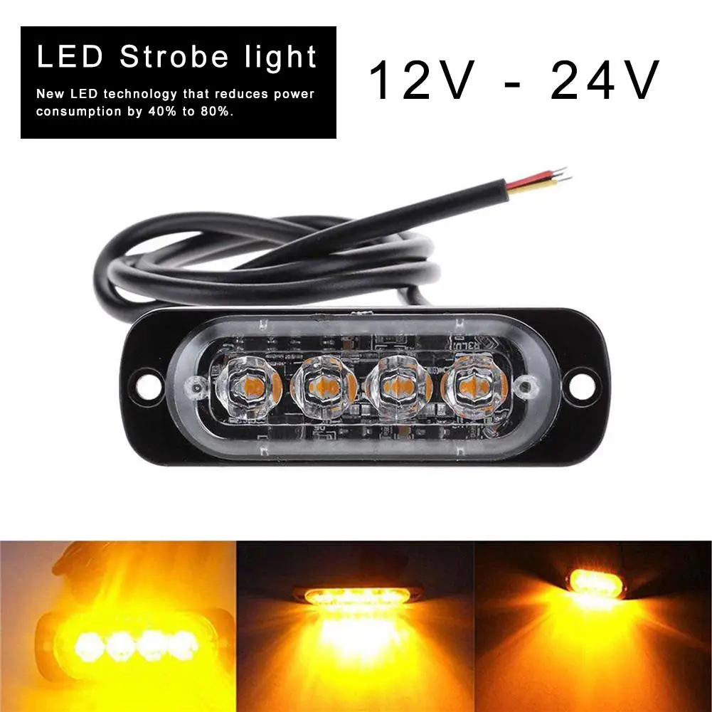 12 В 24 в 4 светодиодный стробоскоп предупреждающий светильник решетка мигающий